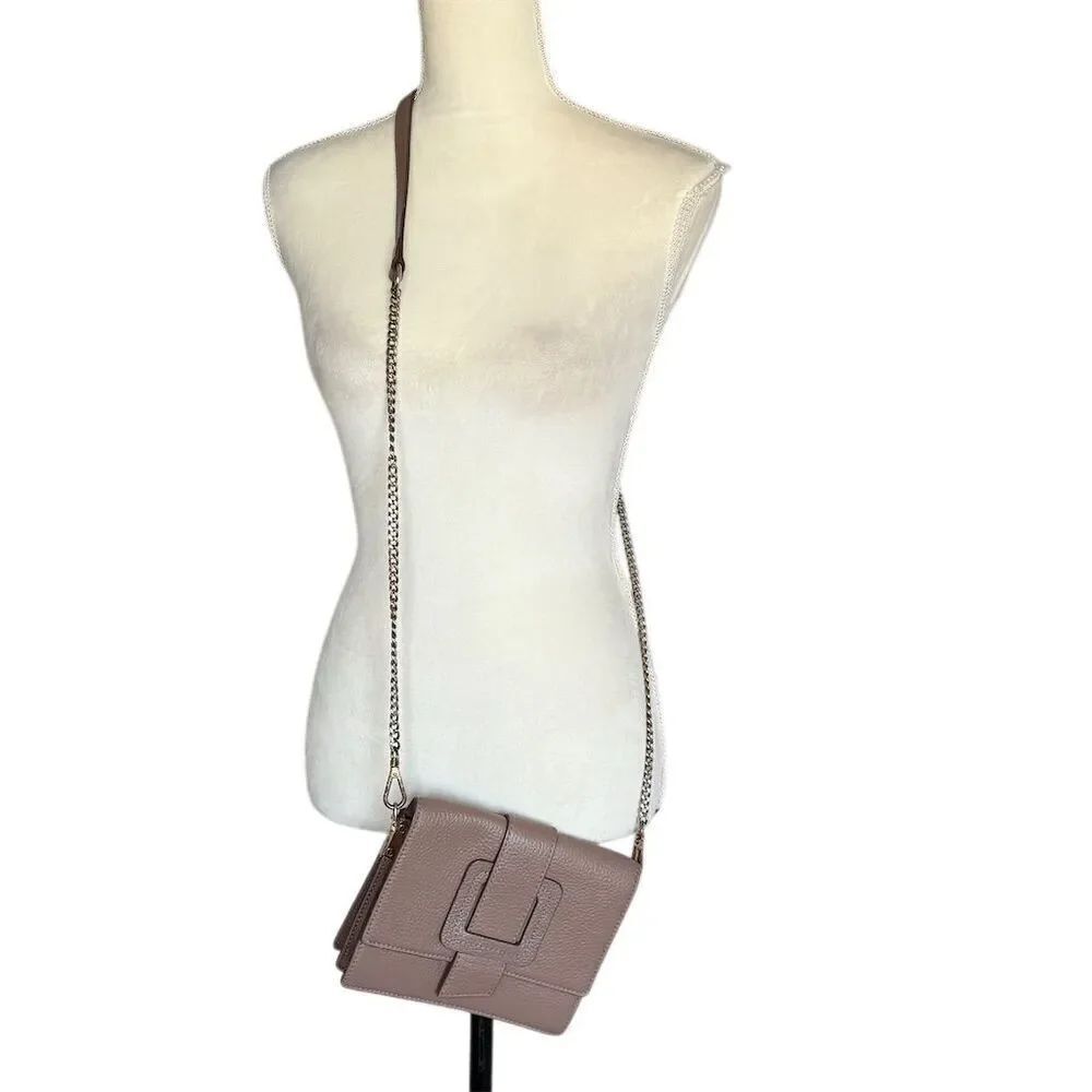 TMRW Studio Women's Dusty Pink Leather Crossbody Clutch Bag